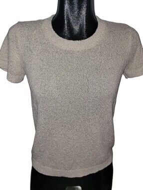 Cyrus Cream Sparkle Knit Short Sleeve Crew Neck Sweater Size XS